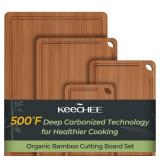KEECHEE, 3 Pc Wood Cutting Board, Carbonized Bambo