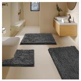 3 PC Bathroom Rug Set, Super Soft, Absorbent Bath