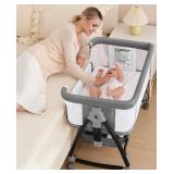 Baby Bassinet Bedside Sleeper with Wheels, Breatha
