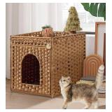 Setvson Enclosed Cat Litter Box - With Mat & Fence