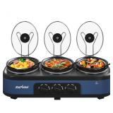 Triple Slow Cooker- 1.5 Qt Removable Ceramic Pots,