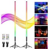 2pk 4" RGB Tube Light With Stand, 5000mAh Battery