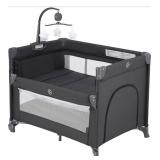 Qutanix 2 In 1 Pack & Play With Mattress - Dark Gr