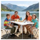 Folding Table, 4 Ft. Heavy Duty Plastic Utility Ta