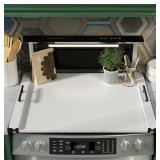 Noodle Board Stove Cover With Black Handle, White,