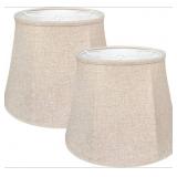 2 Pack Brown Linen Lamp Shade, Drum Shape, 10x14x1