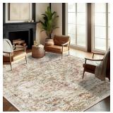 Washable Area Rug, Low-Pile, 8x10 Ft. Retro Boho D