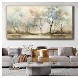 Framed Canvas Wall Art, Retro Trees, 20x40"
