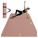 Large Yoga Mat, Extra Wide & Long Workout Mat (Tan