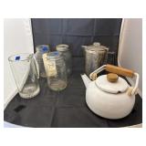 6 Pcs - Mason Jars - Beer Stein & 2 Teapots