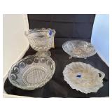 4 Pcs - Pedestal Dish - Divided Dish & Bowls