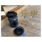 4 Pcs - Canister - Lid & 2 Pcs Stemware