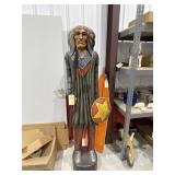 Wooden Native American Statue 74"H