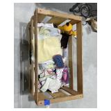 Wooden Crate w/Assorted Doilies & Napkins