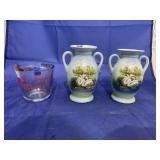 3 Pcs - Slovokia Vases & Small Pyrex Cup
