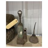 Oil Can & Vintage Hydraulic Bottle Jack