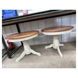 Pair Wood End Tables 21"H x 25"Dia