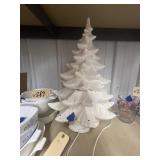 Ceramic Christmas Tree on Stand - no bulbs