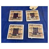 4 Pcs - Welcome Stoneware Coasters