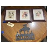 4 Pcs - Framed Wall Art & Metal Welcome Sign