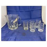 6 Pcs - Small Clear Juice Glasses & Pitcher