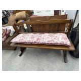 Wooden Bench w/Padded Seat Cushion