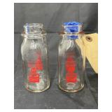 2 - Glass Carnation Milk Bottles