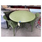 Green Plastic Round Folding Table & 2 Chairs