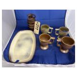 6 Pcs - Frankoma Cruet - Mugs - Platter