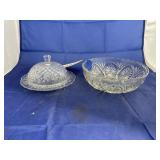 Clear Glass Bowl & Butter Dish w/Lid