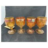 4 Pcs - Carnival Glass Goblets