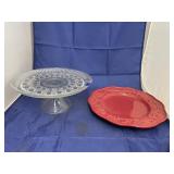 2 Pcs - Plate & Clear Glass Cake Stand