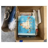 Box of Garland & Assorted Magazines