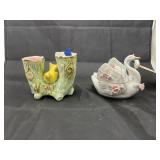 Ceramic Trinket Dish w/Lid & Vase