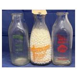 3 Pcs - Glass Milk Bottles