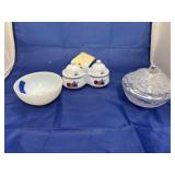 3 Pcs - Fireking Milk Glass Bowl - Candy Dish
