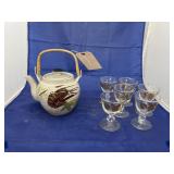 7 Pcs - Small Stemware & Ceramic Tea Pot