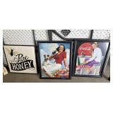 3 Pcs - Framed Coca Cola Advertisements
