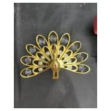 Peacock w/ Gold Colored Plus Crystals w/ Tail