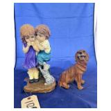 2 - Decorative Statues - Dog & Boy/Girl