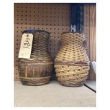 2 - Wicker Wrapped Stone Jugs