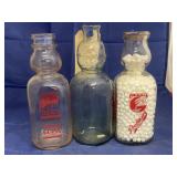 3 Pcs - Glass Milk Bottles