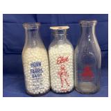3 Pcs - Glass Milk Bottles