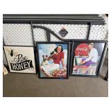 3 Pcs - Framed Coca Cola Advertisements