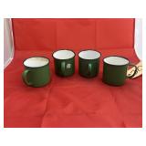 4 Pcs - Green Metal Enameled Coffee Mugs
