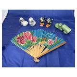 Bag of Assorted Salt/Peppers & Hand Fan