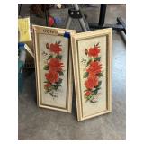 2 Pcs - Floral Framed Wall Dï¿½cor 10"x22"