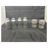 4 - Mini Milk Jugs & 2 Plastic Ideal Mason Jars