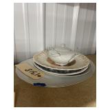 Large Platter - Sugar Dish - 3 Decorative Plates