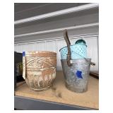 Stoneware Planter - Galvanized Bucket